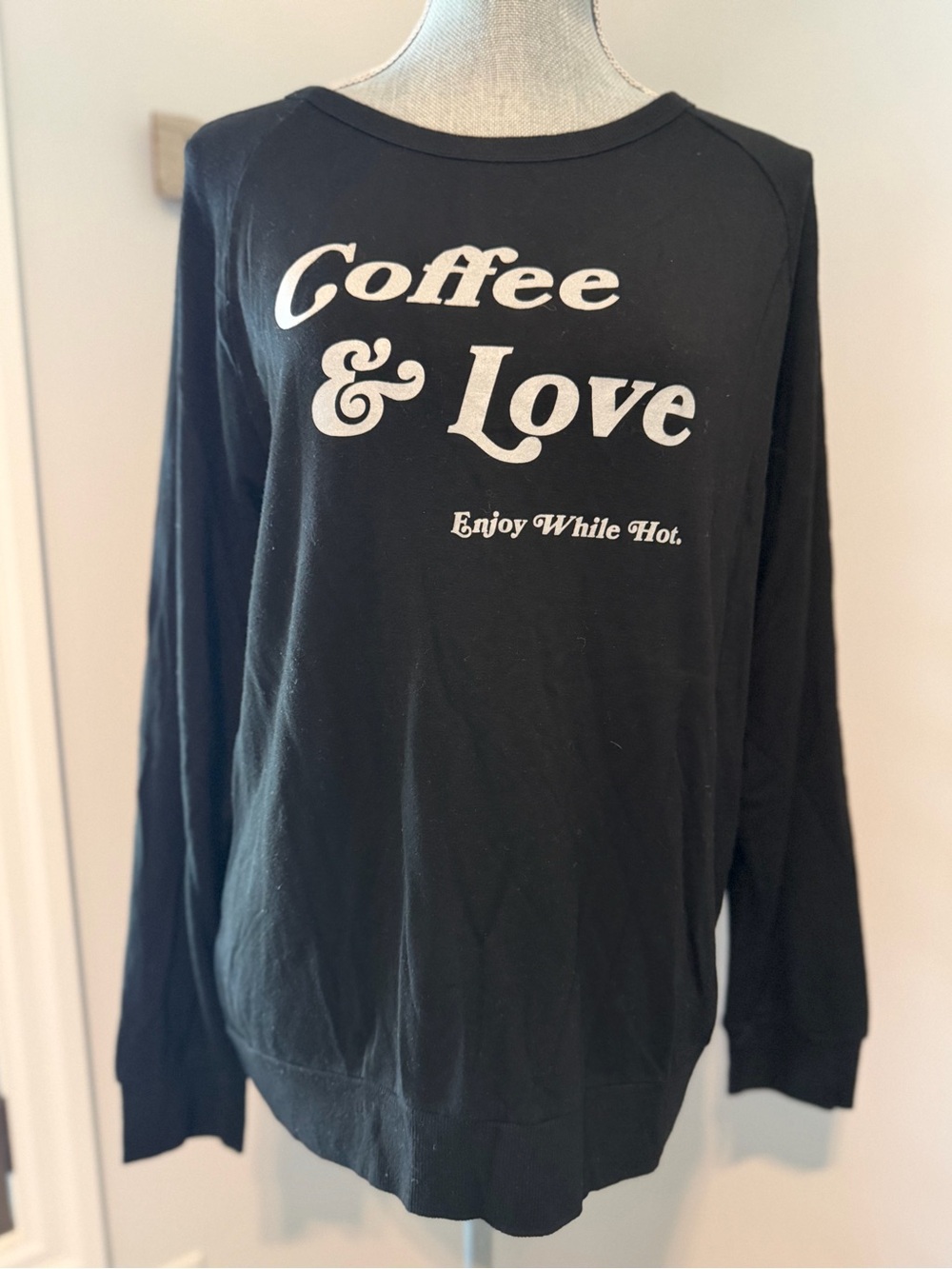 GOOD HYOUMAN soft long sleeve crew neck graphic shirt whimsical Coffee & Love